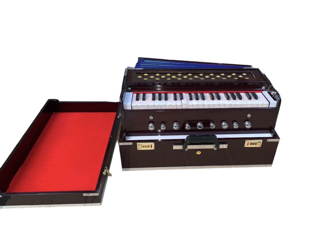 Folding Harmonium Bina 17 With Free Cover – Dark Brown - Nepal Music