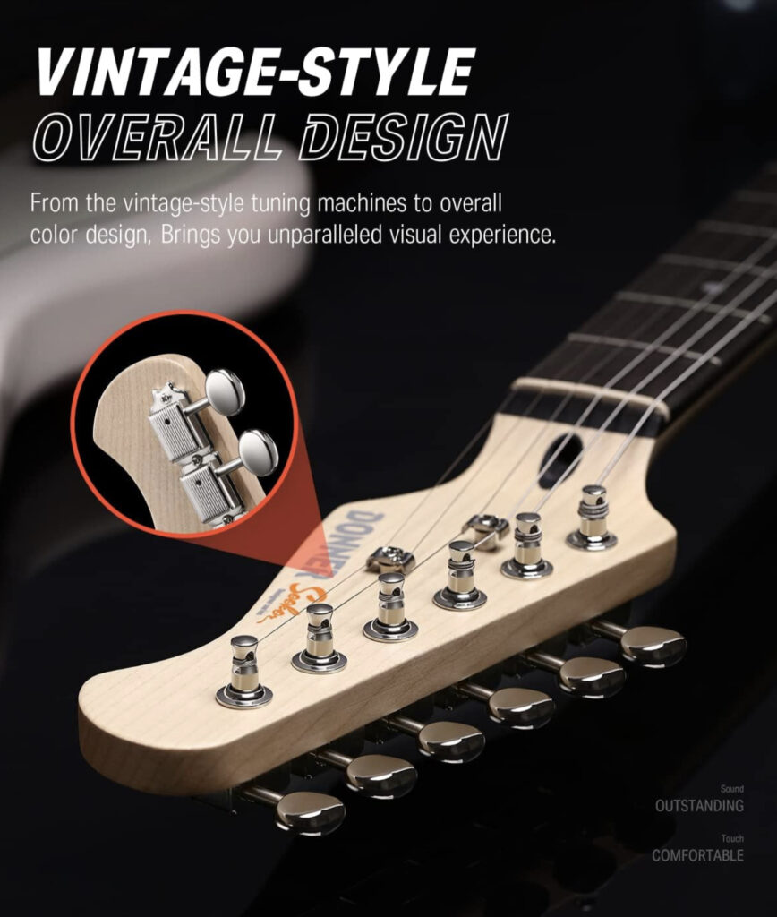 Kit Chitarra Elettrica Donner DST-152B HSS - 39 Pollici, Nero, Con Amplificatore E Accessori - Foto 6