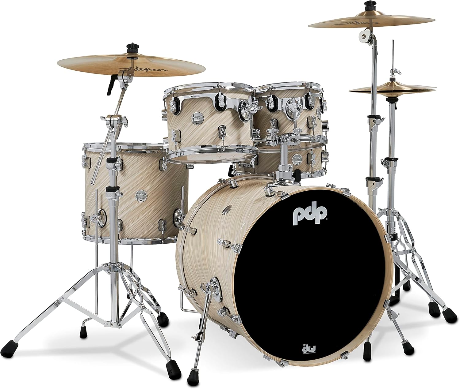 Pacific Drums & Percussion Drum Set Concept Maple 5-Piece, Twisted Ivory Shell Pack (PDCM2215TI)