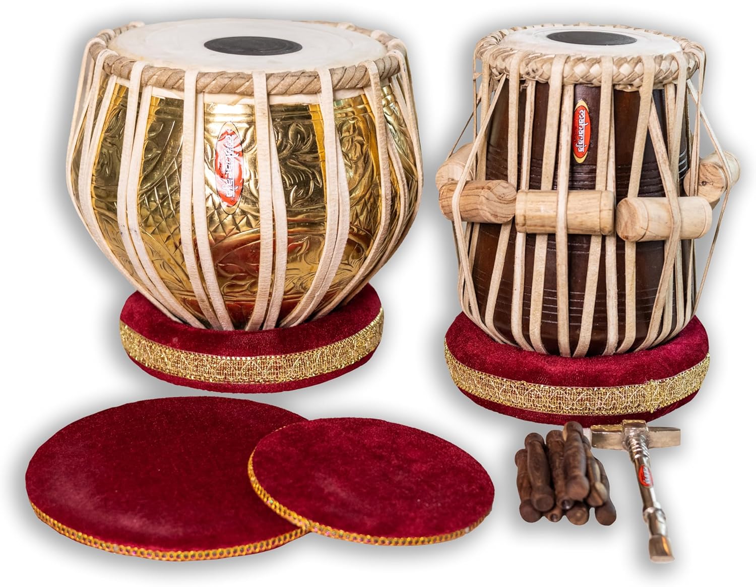 Authentic Nepali Professional Tabla Set – 3.5 Kg Golden Brass Bayan & Sheesham Tabla Dayan with Premium Accessories