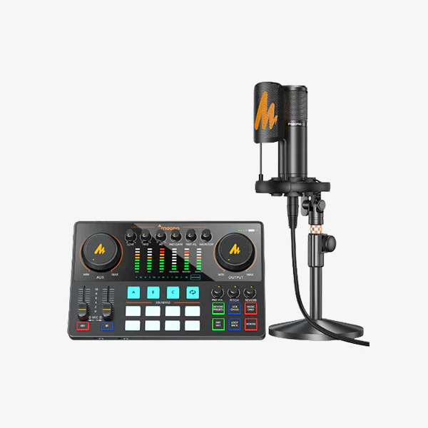 MAONO Podcast Equipment Bundle with Audio Interface and XLR Condenser Microphone, MaonoCaster with 48V Phantom Power, Bluetooth for Podcast, Streaming, Voice Over, Youtube, PC, Guitar (AME2A)